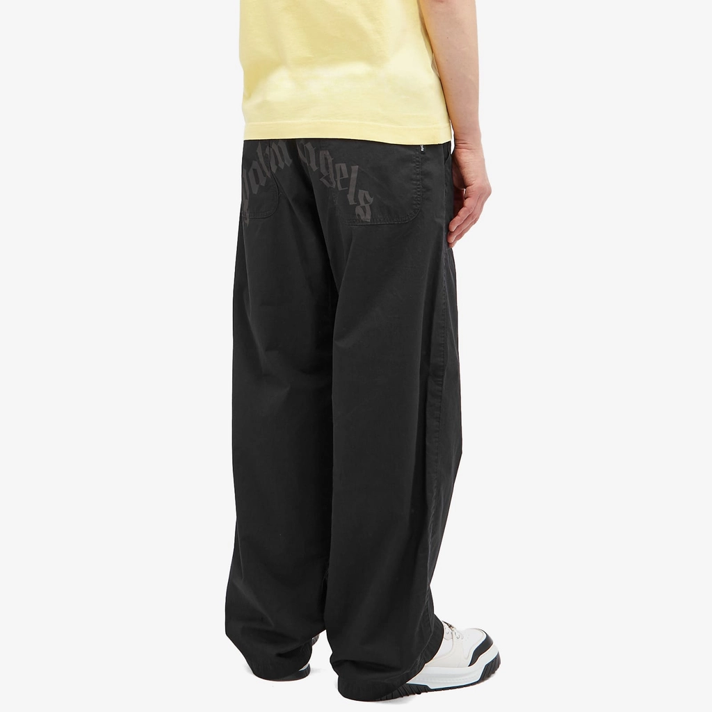 Palm Angels Men's Curved Logo Loose Trousers Black